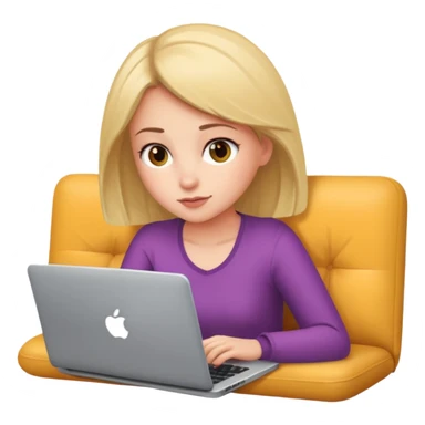 A girl is lying on the couch with a laptop, working sticker