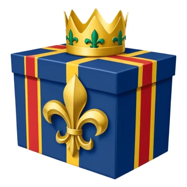 Louisiana Creole flag in 4 boxes: gold fleur-de-lis on deep blue/black; green, yellow, red stripes in upper right and lower left with green star in upper right; yellow castle on red in lower right. Flat vector, clean, high contrast, clear at small size. sticker