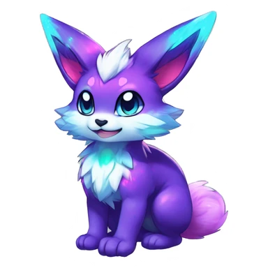 Anthro Fluffy Cool Cute Magical Elemental Shiny Colorful Neon Vibrant Colors Sparkle Kemono-style Chibi Fantasy-Animal-Fakémon-Pokémon-Hybrid Fur Sona Aesthetic Full Body sticker