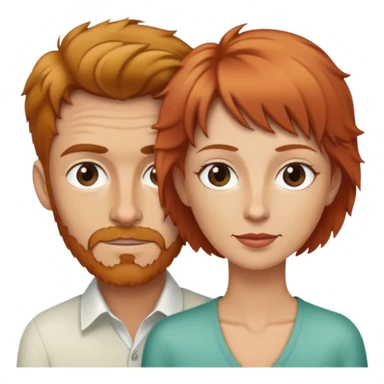 intimate moment between lovers tall strawberry blonde thin man. with short plus brown short shaggy hair women sticker