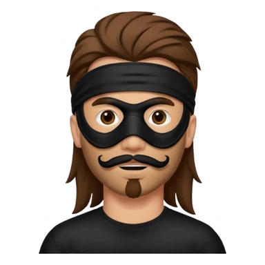 A guy with a brown mullet and a black mask over his mouth and nose sticker