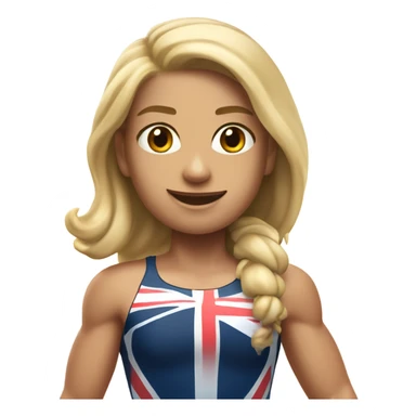 A girl with long blonde hair with wide shoulders wearing a Great Britain rowing swimming suit and has toned muscles and add a necklace that has a sea shell pendant  sticker