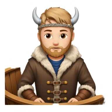 Young viking sailor on ship deck sticker