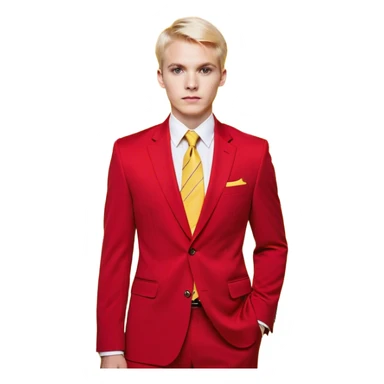 "A bust of a professional man wearing a red blazer with yellow accents, a yellow dress shirt, and a red tie, symbolizing career growth and opportunities. He has a confident expression, short well-groomed hair, and a determined look. Behind him, a financial or business growth chart (📈) with a bold red upward-trending arrow is displayed, reinforcing the theme of progress and success. The background is minimalistic, with clean lines focusing on the man’s upper torso and the business chart. The overall design is modern, professional, and business-oriented. sticker