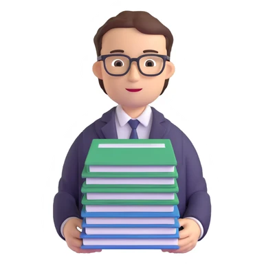 accountant with glasses and stack of papers sticker