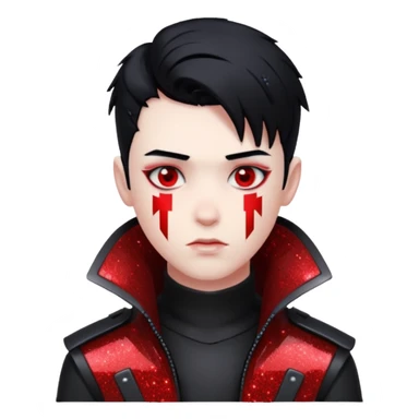 red glitter cyberpunk boy sticker