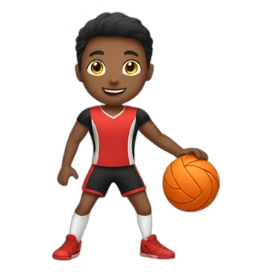 Boys playing volleyball in red and black sticker