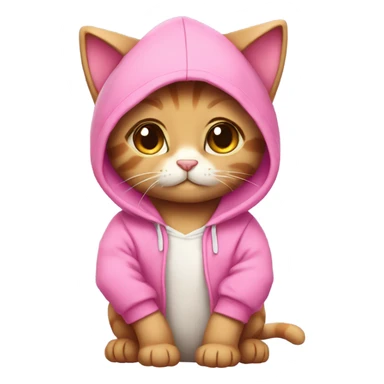 Kitty wearing a pink hoodie cute with cute bow sticker