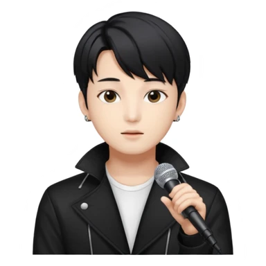Draw a Korean male idol with black parted hair, earpiece mic & stylish stage outfit, inspired by Jungkook of BTS. sticker