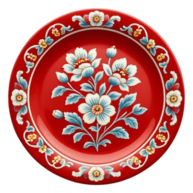 antique porcelain red plate  sticker