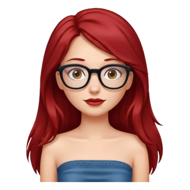 girl with long dark red hair and and glasses in a tube top sticker
