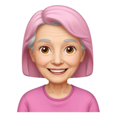 Elderly woman wear pink shirt sticker