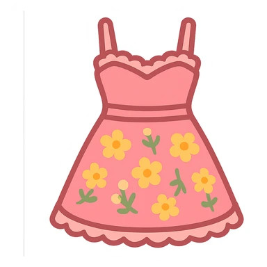 frilly lacey floral pink summer sundress, flat twitter-style emoji sticker