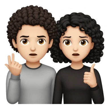 Un garçon cheveux boucle et yeux marron clair et une fille cheveux noir côte à côte se disputant sticker