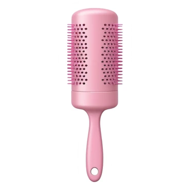 light pink cylindrical hair brush, with visible bristles sticker