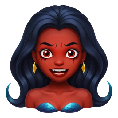 A black mermaid who is also a vampire. Color theme is black also make the fangs visible sticker