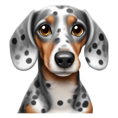 Dapple Dachshund brown eyebrows grey and white face with black spots sticker