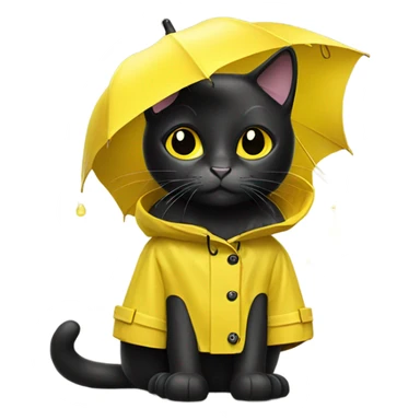 Black cat in a yellow rain coat and rain boots sticker