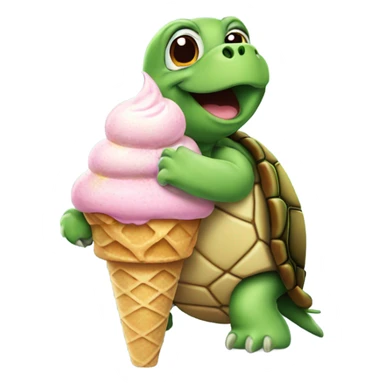 Turtle with an ice cream cone sticker