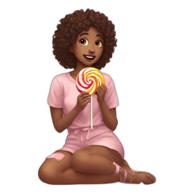 Request ➝  Draw me : girl on her two knees eating a lollipop sticker