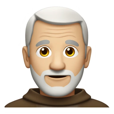 A middle-aged white male friar with a grizzled appearance, buzz cut, and a square jaw. no facial hair sticker