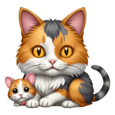 A cat holding a dead mouse sticker