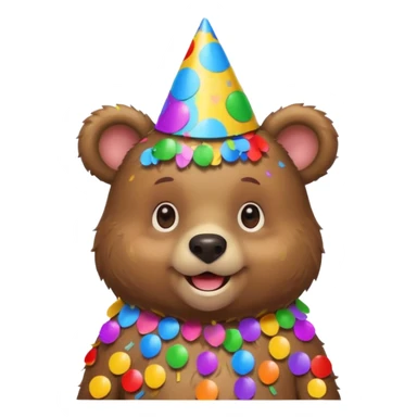Partying bear cub with confetti  sticker