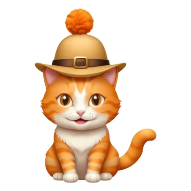 elegant orange cat with hat smiling sticker