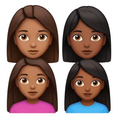 generate a strait and brown haired girl turning into a black and strait haired girl emoji sticker