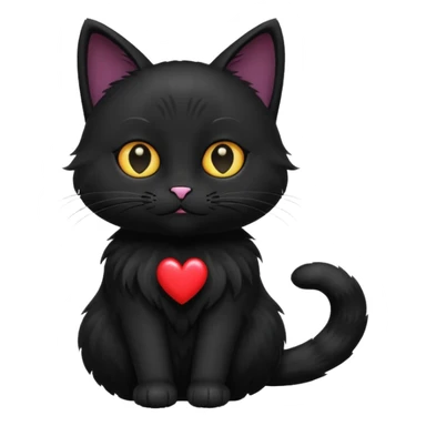 black cat with black heart sticker