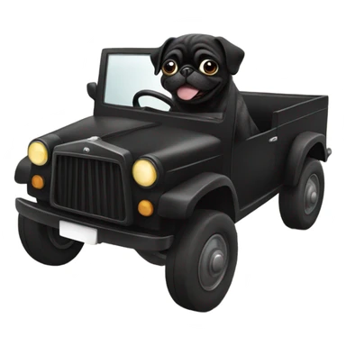 Black pug driving sticker
