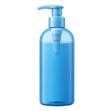 upright shampoo bottle, smooth curved silhouette, flip-top or pump cap, sleek, semi-opaque or colored blue green or white, clean and fresh, no branding or text, soft lighting, emoji scale sticker