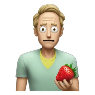 morty from rick and morty eating a strawberry lemon gelato sticker