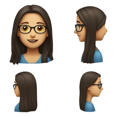 A girl with brunet long hair and glasses  sticker