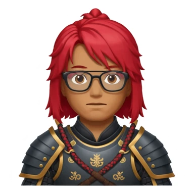 red long hair samurai with glasses sticker