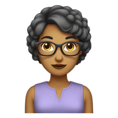 Femme au cheveux coupe au carré, avec lunettes carré sticker