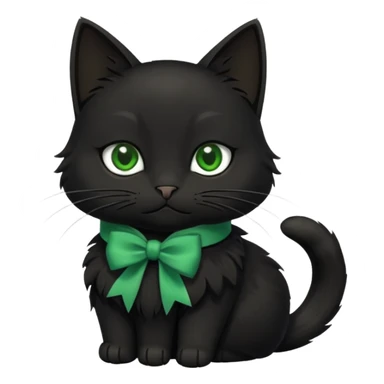 A black cat with sly green eyes and a white bow around its neck sticker