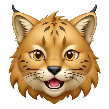 Cinematic-Comical-Lynx-Portrait-Emoji – Head tilted dramatically with an exaggeratedly amused expression, featuring a thick, tufted golden-brown coat with striking black ear tufts, wide, expressive amber eyes filled with playful disbelief. sticker