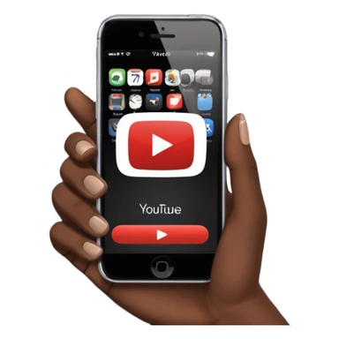 African American hand holding iPhone on YouTube app showing video views sticker