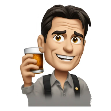 charlie sheen in two and a half man drinking a glass of whiskey sticker