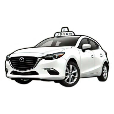Mazda 3 TAXI,  Sticker, RELAX, Monochrome, Chibi, Outline, Vector, Yellow background, Detail, Conversation cloud sticker