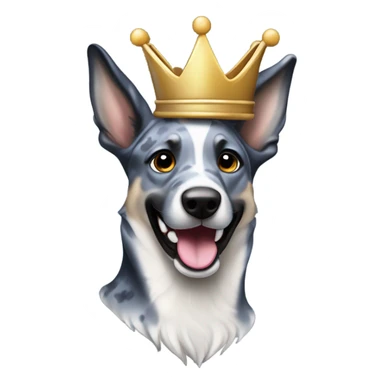 A smiling malinois dark blue merle color, without red and white color with a crown on his head sticker