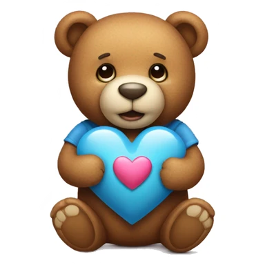 teddy bear holding a heart sticker