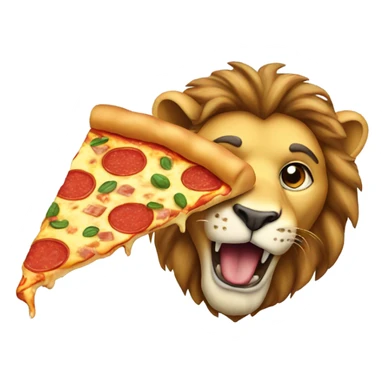 A lion eating a pizza sticker