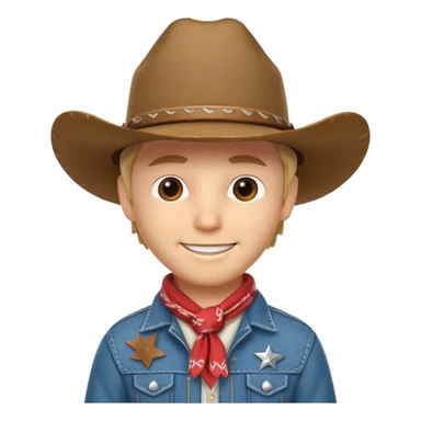 cute cowboy portrait, head and shoulders only, cowboy hat, bandana, western jacket collar, confident smile, 3D cartoon, mobile game icon style, clean background, no text, no watermark
 sticker