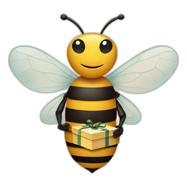 Bee with a gift box on his hands  sticker