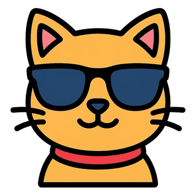 cat wearing sunglasses color icon sticker