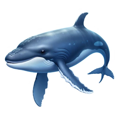 Cinematic Noble Humpback Whale Portrait Emoji, Poised and grand, with an enormous, barnacle-speckled blue-gray body, soulful, wise eyes, and a deeply serene presence, Simplified yet sharp and sophisticated features, highly detailed, glowing with a soft oceanic radiance, high shine, intelligent and powerful, stylized with an air of deep-sea mystery, focused and regal, soft glowing outline, capturing the essence of a legendary giant of the ocean that appears ready to glide majestically through the waves with effortless grace! sticker