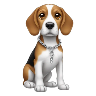 beagle dog with a silver chain on sticker