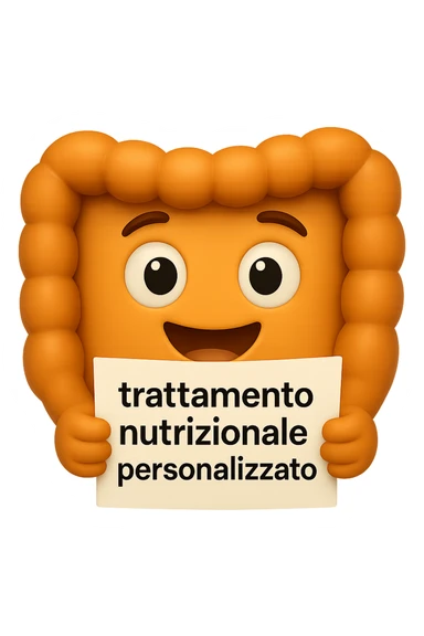 emoji stile iphone di un intestino felice che legge un foglio con la scritta "trattamento nutrizionale personalizzato", non fargli il naso, iperrealistico 4k sticker